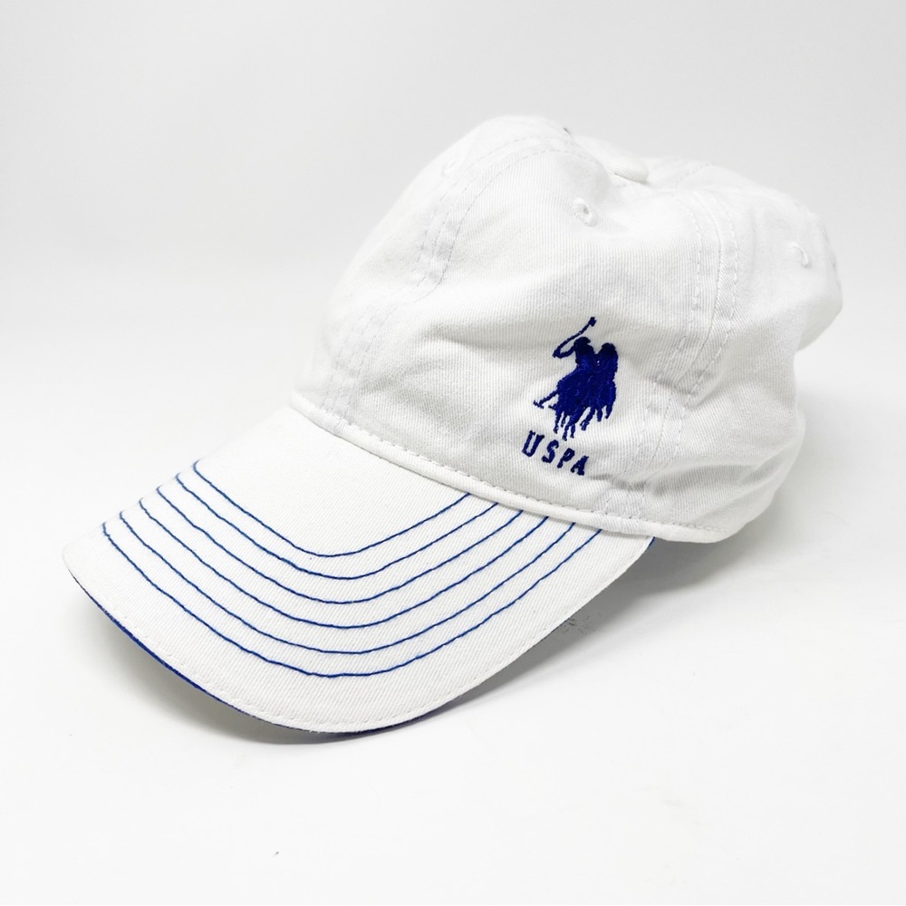 U.S. Polo Assn. Baseball Cap Slideback Hat White One Size Adjustable Embroidered